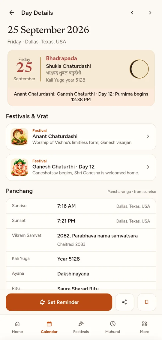 Day details screen